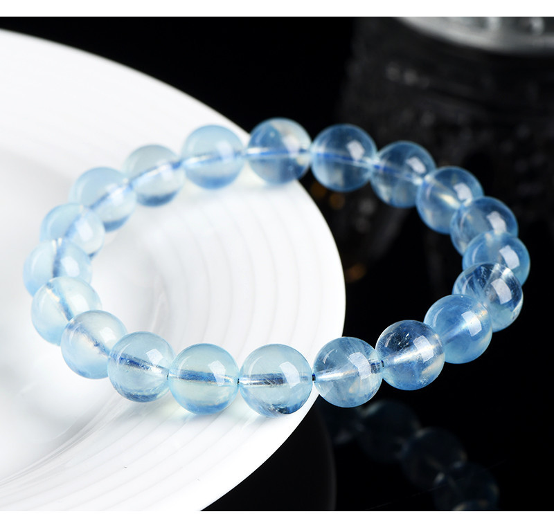 Jiuya Crystal Natural aquamarine loose beads, round beads, DIY handcrafted jewelry, semi-finished beaded wholesale pic 13