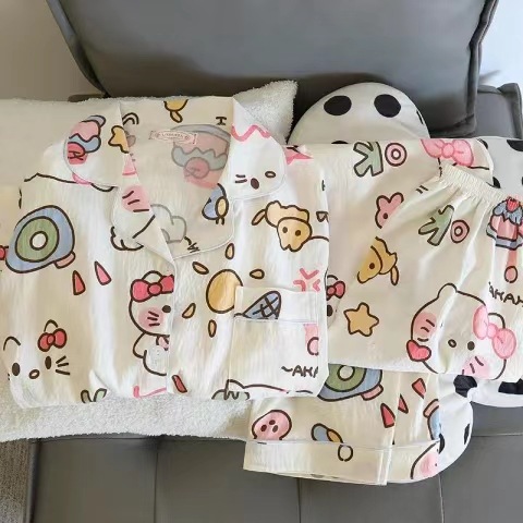 Spring new Cloud cotton Korean InS-style long-sleeved pajamas for girls, sweet and cartoonish, cute student home wear set pic 14