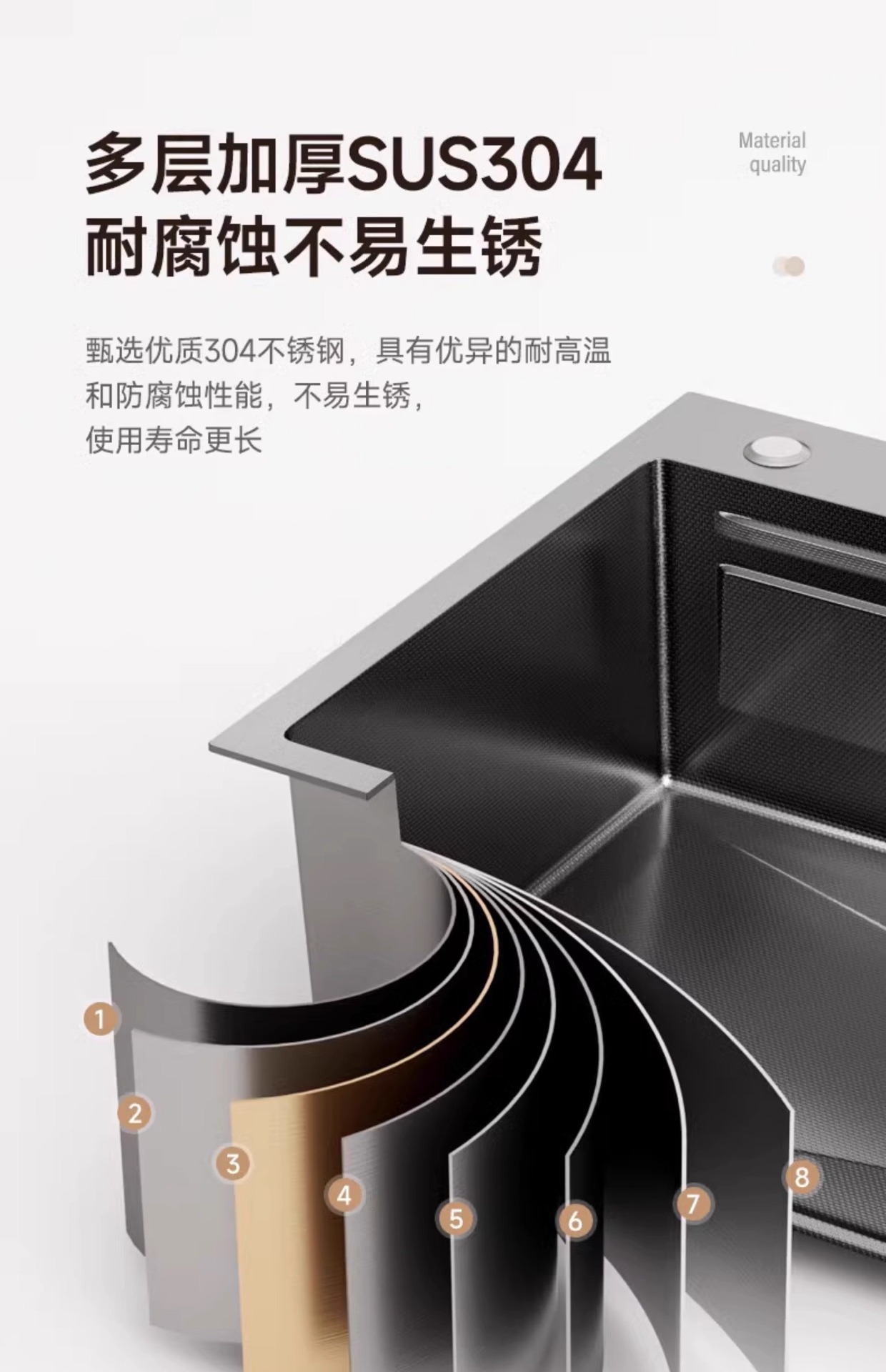 304不锈钢加厚5.0小米粒水槽大单槽厨房洗菜盆家用洗碗槽台下盆详情15