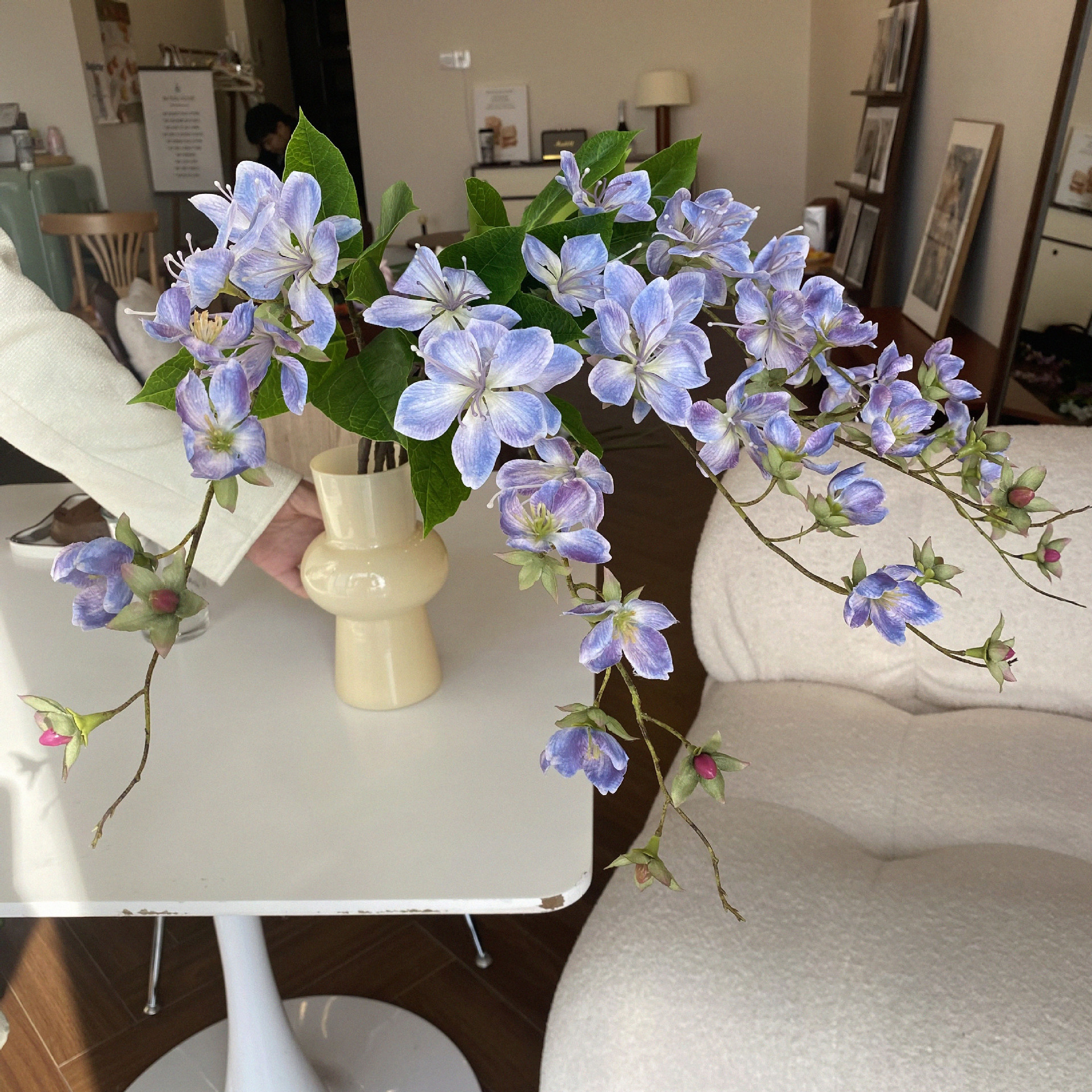 高品质 仿真垂丝茉莉花绢花海棠单支轻奢假花家居室内造景装饰花详情10