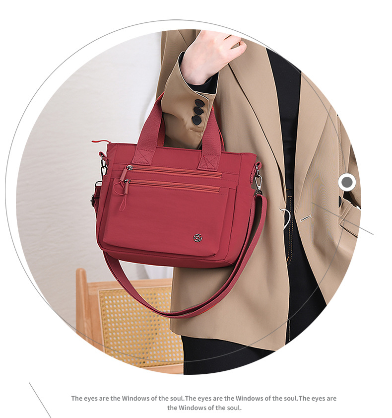 新款韩版单肩包简约潮搭斜挎包轻盈靓丽休闲包都市风尼龙手提女包详情25