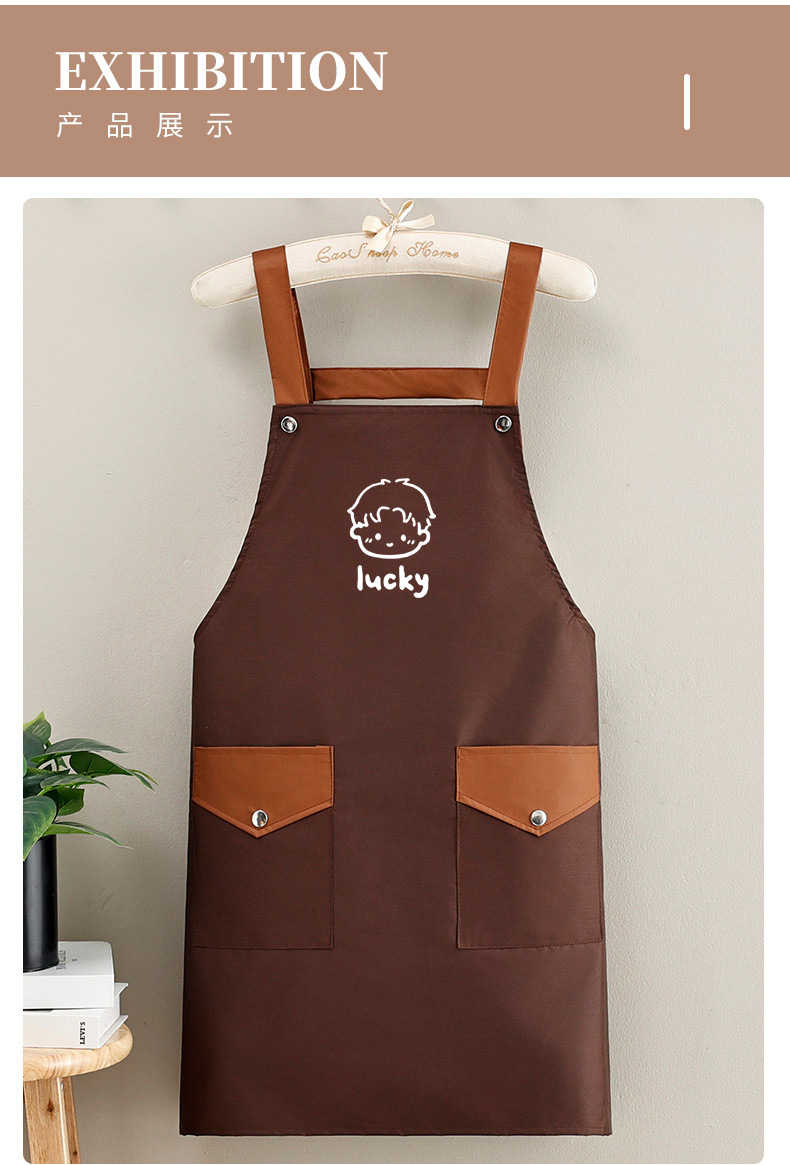 Korean waterproof shoulder strap apron, kitchen home oil-resistant cooking waist, no-wash, catering, work clothes for cooking and baking, printed apron, sleeveless for women pic 7