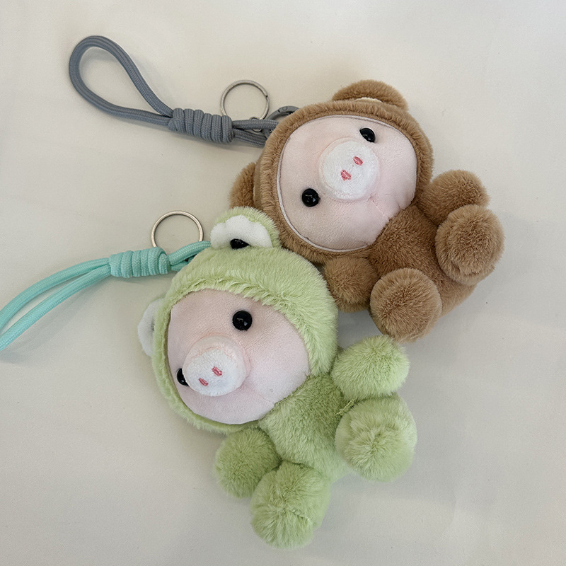 Cute little pig costume dolls, plush toys, little rabbit pendants, keychains, schoolbags, hanging decorations, piggy dolls, frogs pic 10