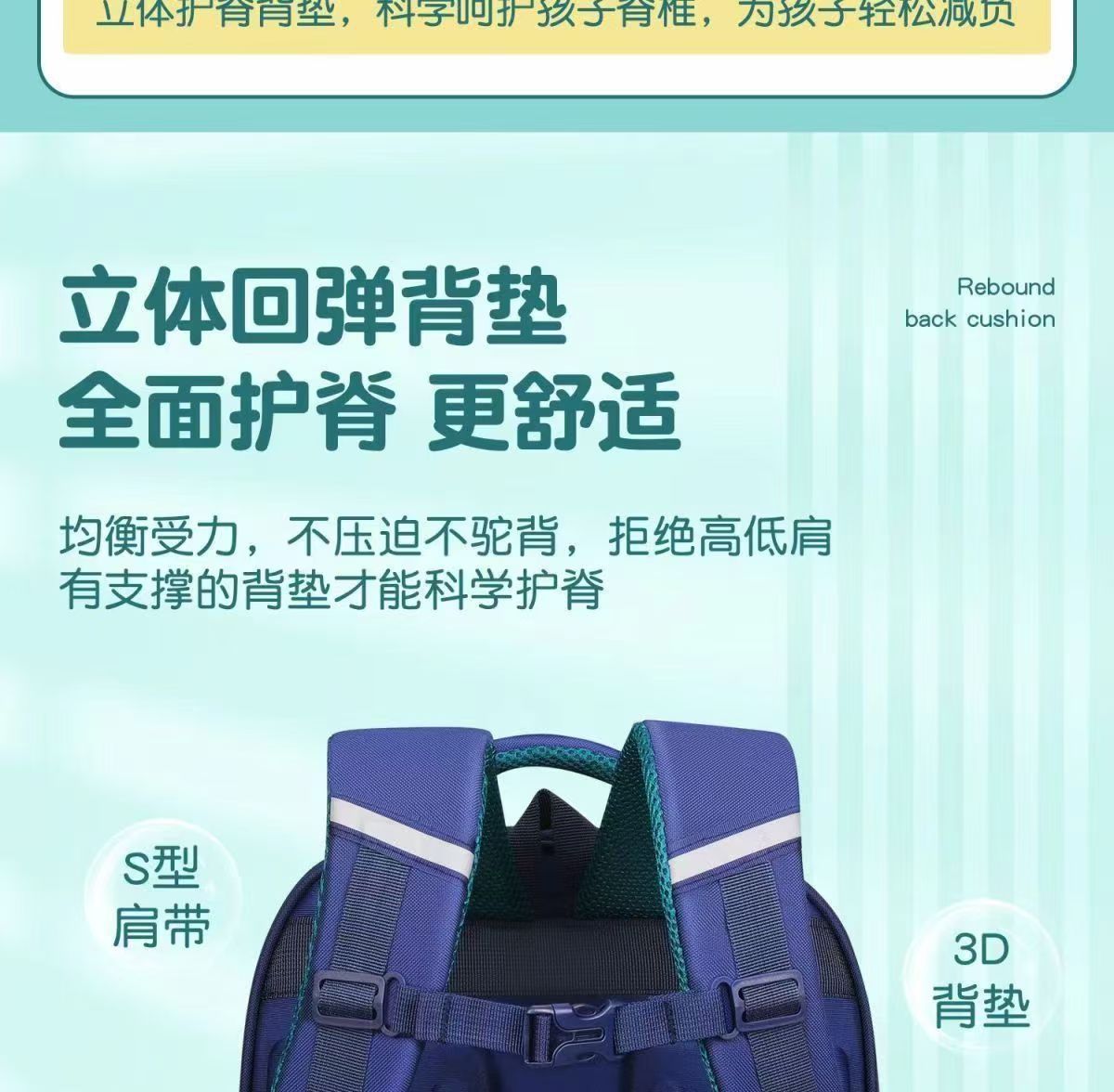 跨境外贸太空人小学生书包男1-3-6年级学生书包儿童双肩背包批发详情5