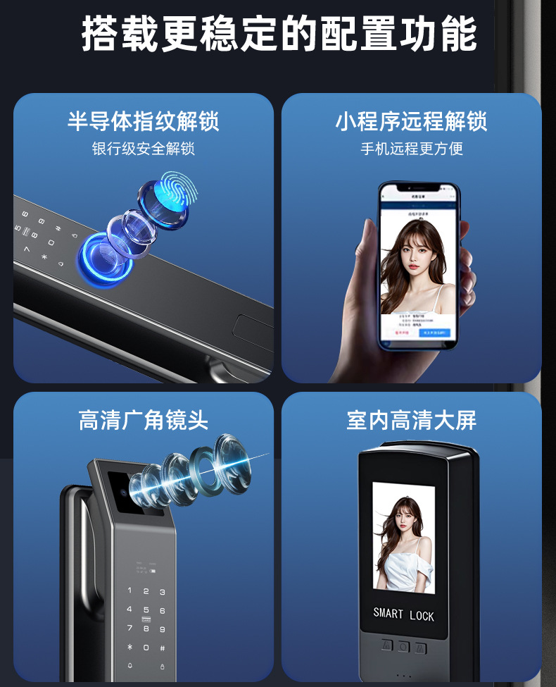 Fully automatic fingerprint lock, facial recognition smart door lock, entrance door, household security door, smart lock source factory pic 3