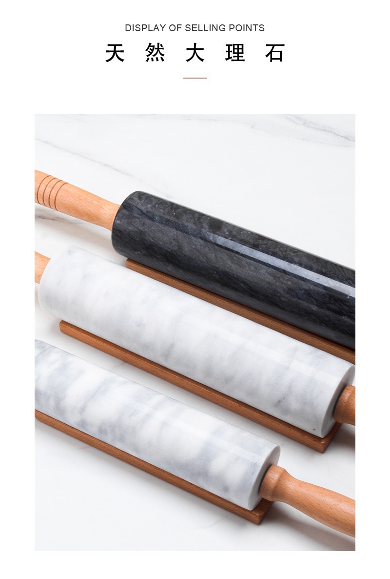 Nordic marble rolling pin roller, large rolling pin, household dumpling wrapper rolling pin, baking Western pastry walking hammer pic 2