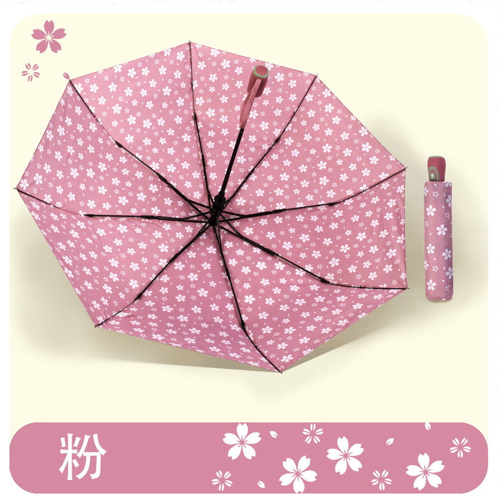 【出欧美】小碎花三折自动伞外贸雨伞彩色图案190T碰击布详情11