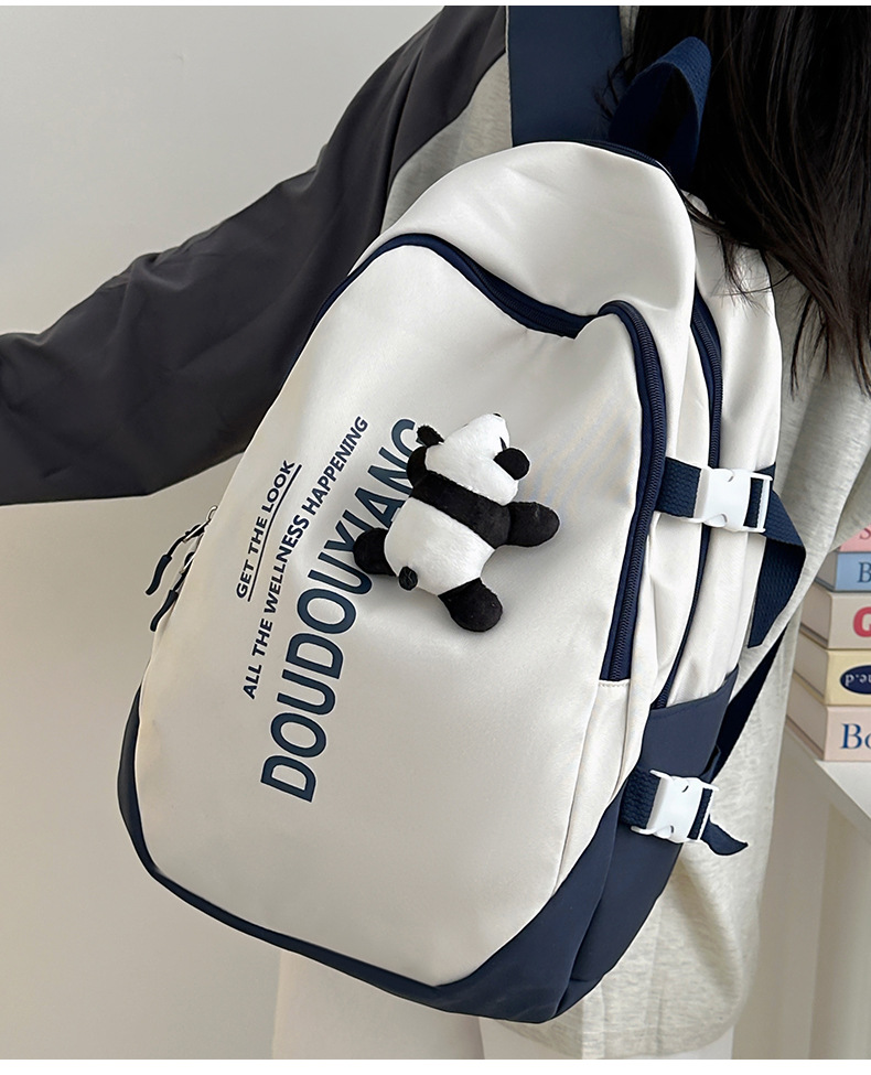 新款时尚休闲书包少女中学生双肩包高颜值大容量情侣双肩电脑包详情23