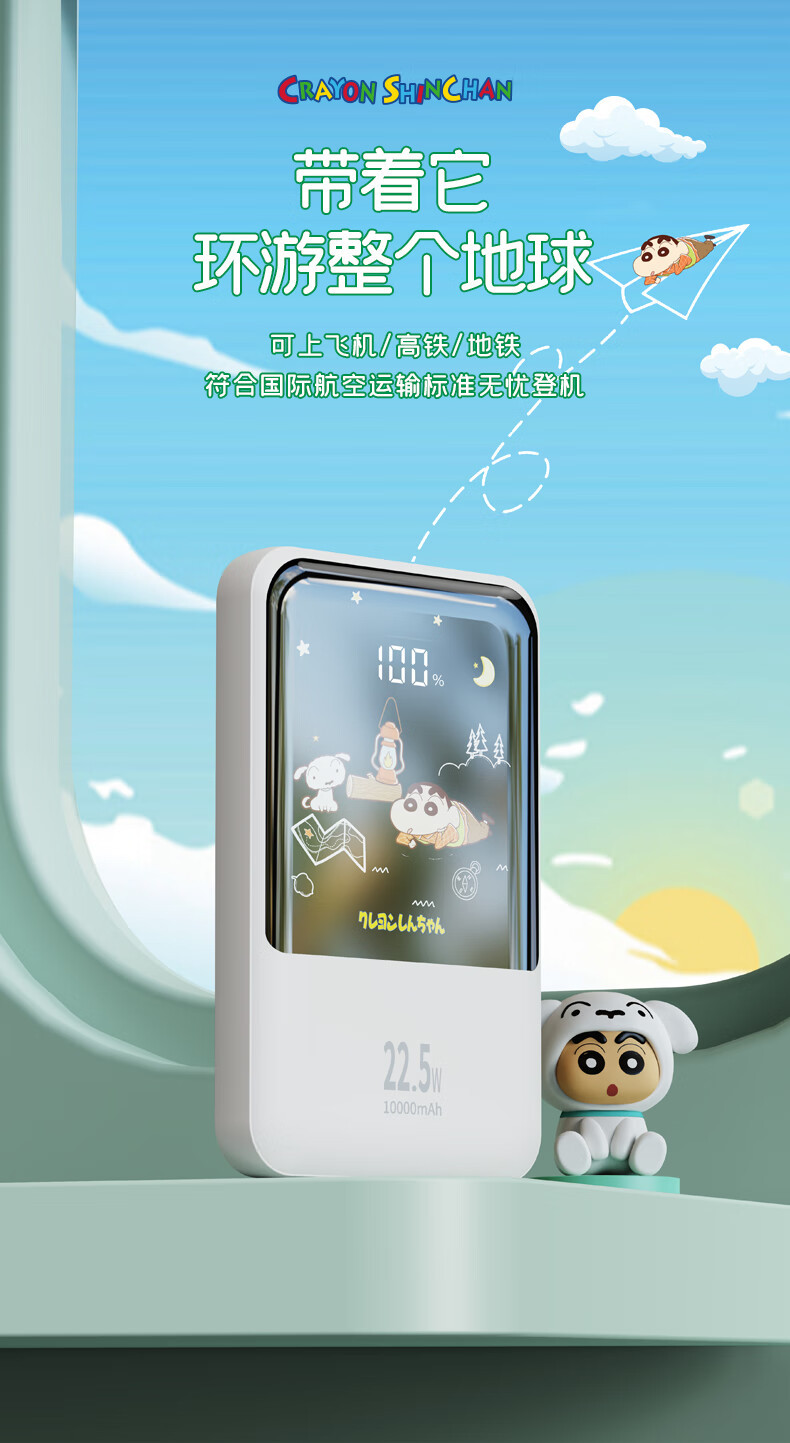 The Crayon Shin-chan comes with a dual-wire power bank that is fast charging and has a large capacity of 10,000 mah, making it a compact and portable power bank pic 12