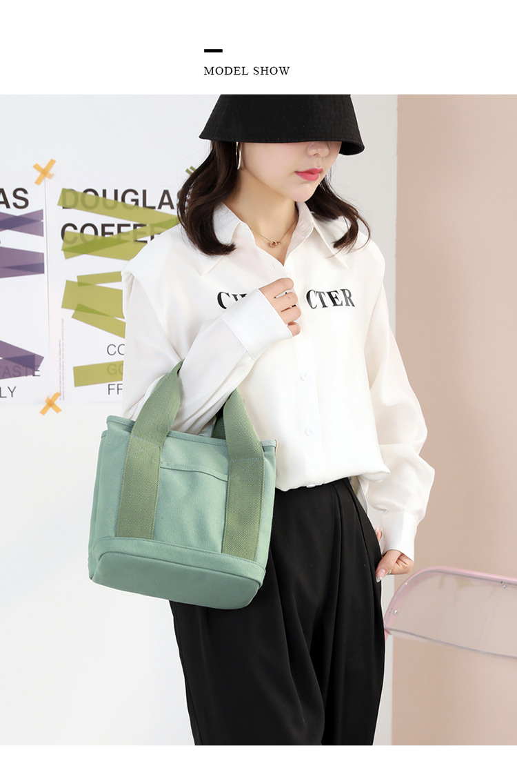 小包加拉链日本千层包小众简约单肩包手提加厚帆布手机水桶托特包详情27