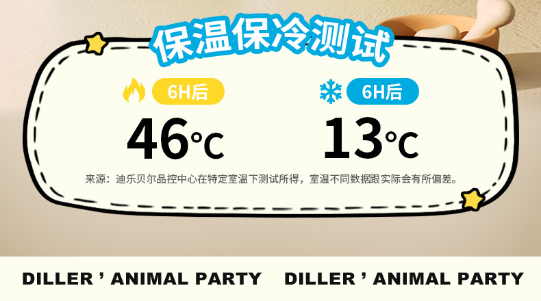 迪乐贝尔动物派对保温杯高颜值儿童喝水壶上学专用双饮吸管杯子详情11