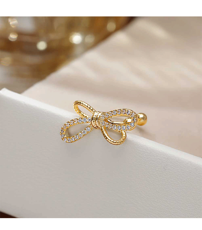 Hyacinth no piercings, must-fit ear bone clips, niche design, high-end earrings, fashionable, light luxury, exquisite bow, elegant earrings for women pic 6