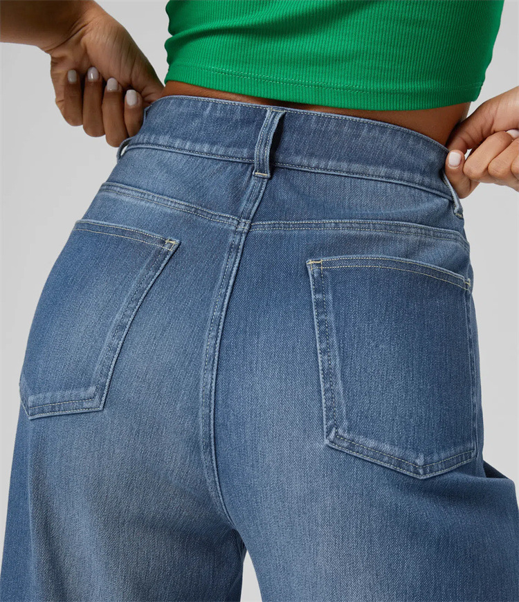 Spring 2025 new cross-border fashion high-waisted, rolled-up straight-leg jeans for women and casual wide-leg pants from Europe and America pic 13