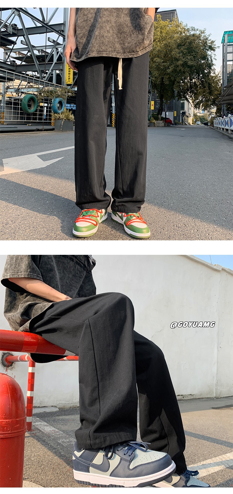 2025新款男士裤子秋冬裤子百搭设计感小众阔腿长裤日系直筒休闲裤详情5