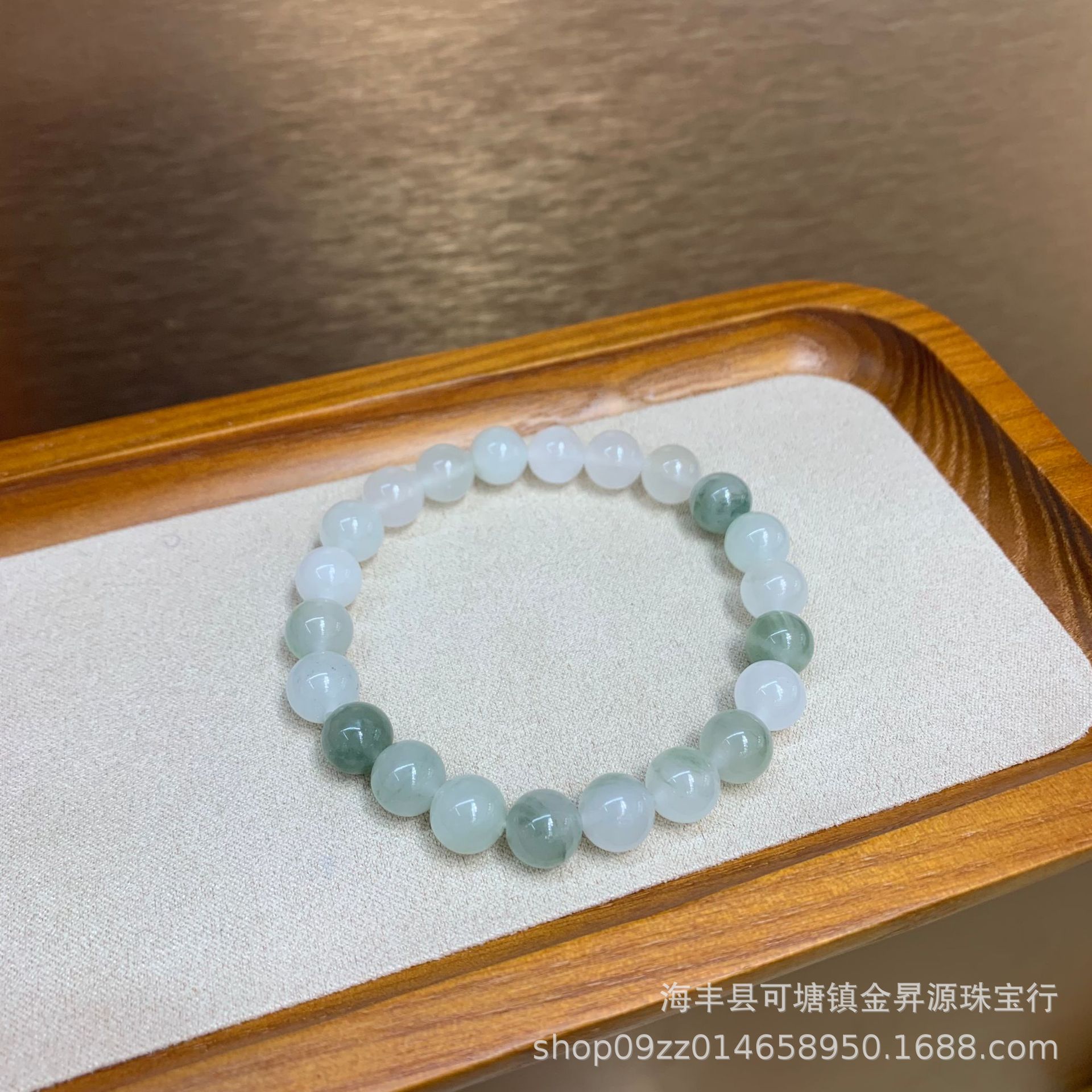 天然玉石天山翠手链单圈女手串金丝玉工厂批发直播福利简约轻奢款详情4