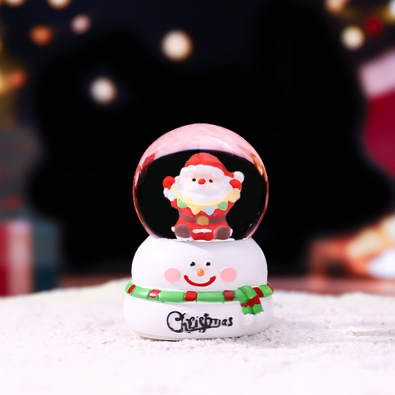 新款圣诞节雪人底座迷你水晶球节日礼物儿童发光音乐盒房间装饰详情7