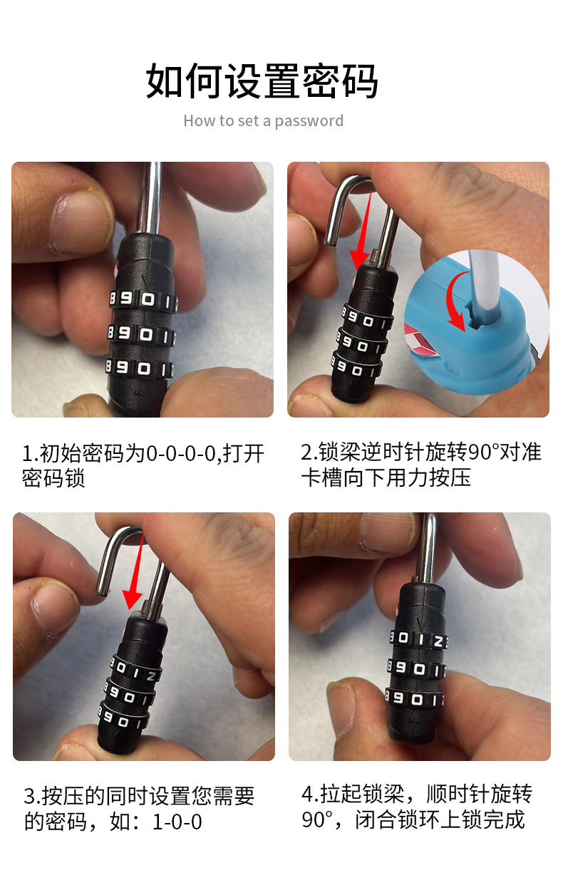 TSA customs combination lock, suitcase lock, backpack, locker drawer, 3-digit plastic customs combination lock for overseas travel pic 14
