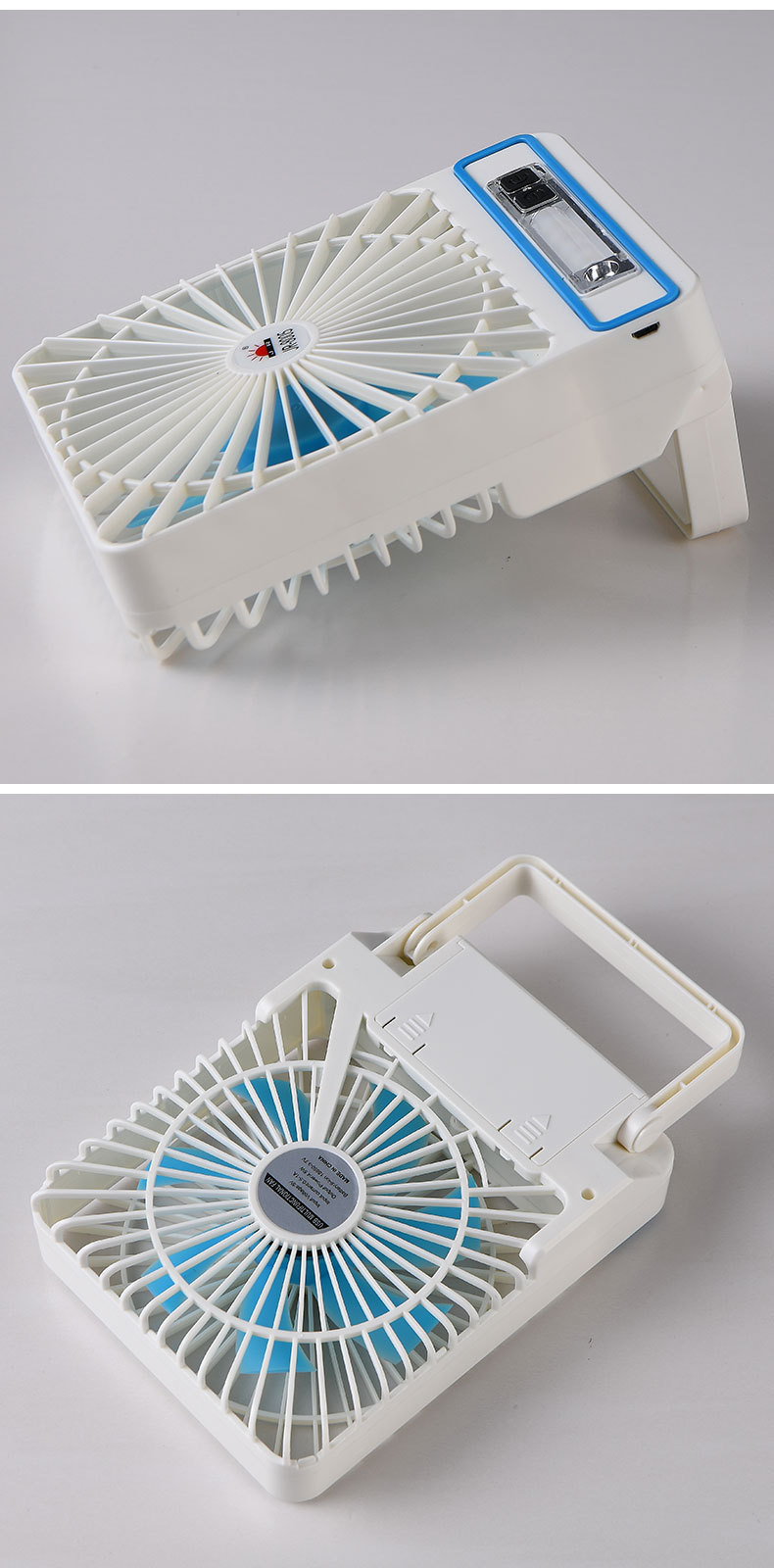 Cross-border lamp fan, rechargeable student dormitory charging fan, mini portable high-wind desktop fan pic 8