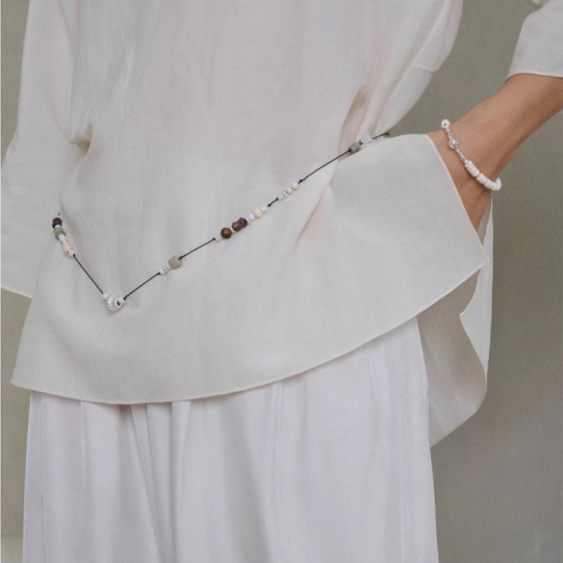 新款云松木珠串珠项链小众轻奢高级感多种戴法气质长款腰链卫衣链详情3