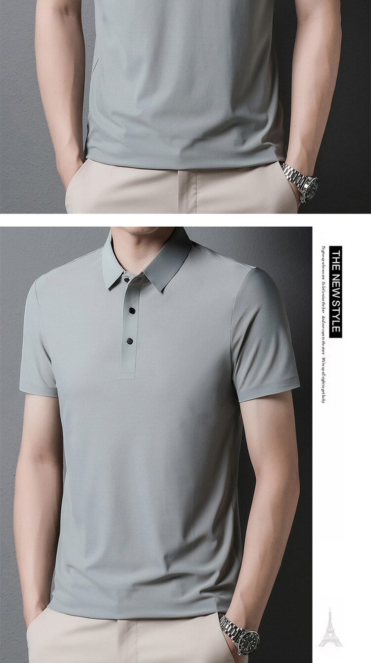 2025 verano sin marcas hielo seda polo hombre premium sense negocios manga corta camiseta hombre polo casual manga corta pic 11