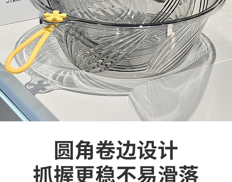 家用高颜值透明加厚纹理洗衣盆多功能壁挂洗脚盆塑料厨房洗菜盆子详情8