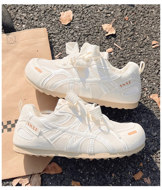 夏季百搭透气网面小白鞋子女2025新款德训鞋薄底内增高休闲板鞋子详情13