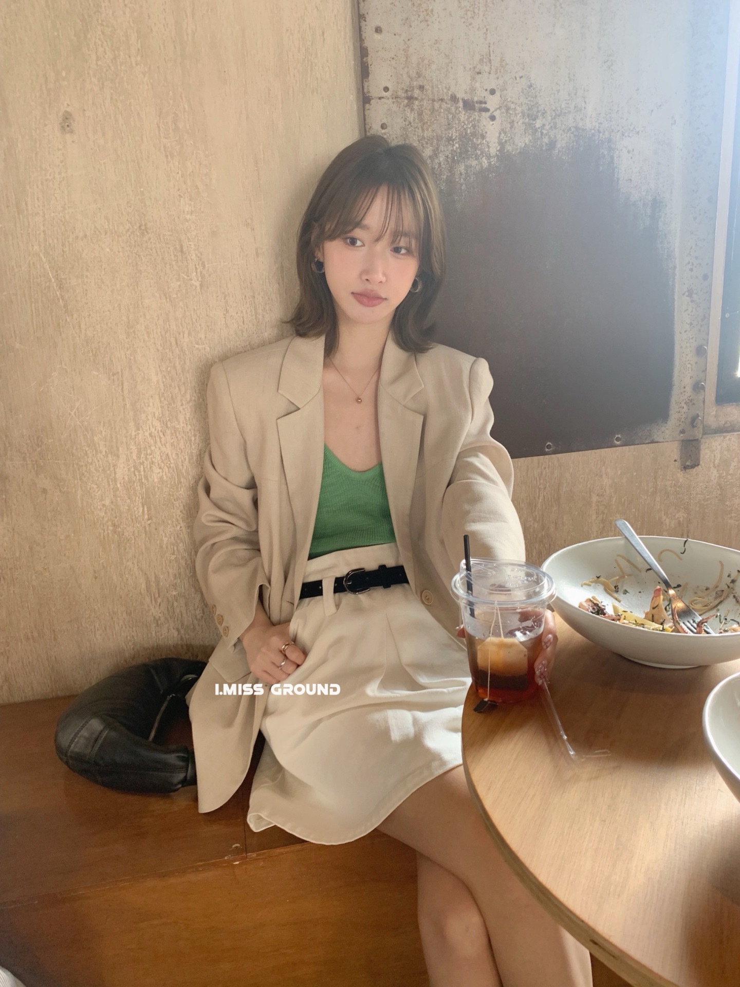 i mis时髦chic小西装外套女2025韩版英伦风宽松复古百搭休闲西服详情20