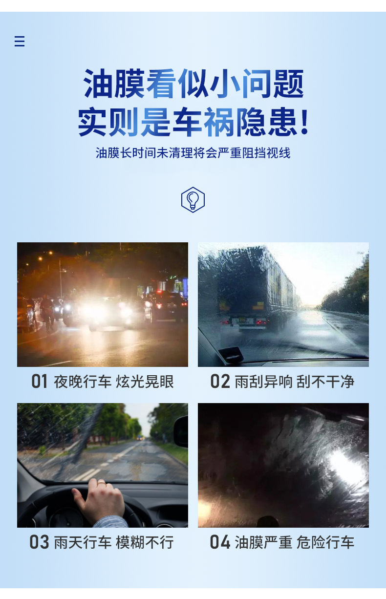 汽车用品玻璃油膜去除剂前挡风玻璃清洁剂车窗天窗顽固油膜清洗剂详情2