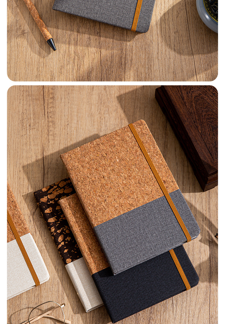 Simple and eco-friendly cork notebook cross-border A5 creative notebook customization office meeting business splicing notebook set pic 19