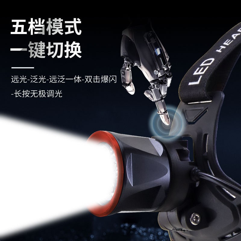 Pailide Cross-border 3+1 headlamp with long-range flashing integrated high-power strong light ultra-bright aluminum alloy for outdoor night fishing and cycling pic 7