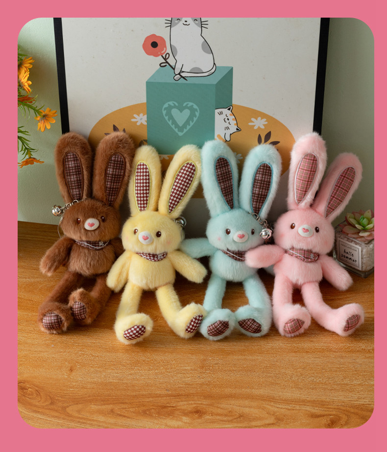 多巴胺彩色拉耳兔毛绒玩具挂件可抽拉耳朵长腿兔子包包钥匙扣公仔详情5