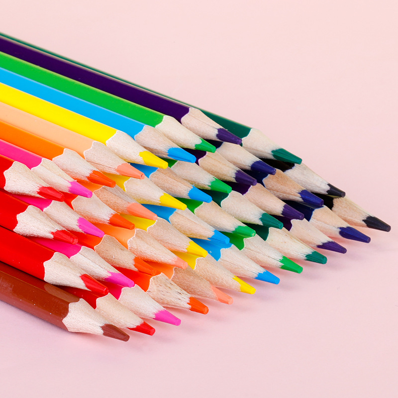 炜搏文具白杨木杆彩铅儿童彩色铅笔套装木质油性12色美术画笔盒装详情2