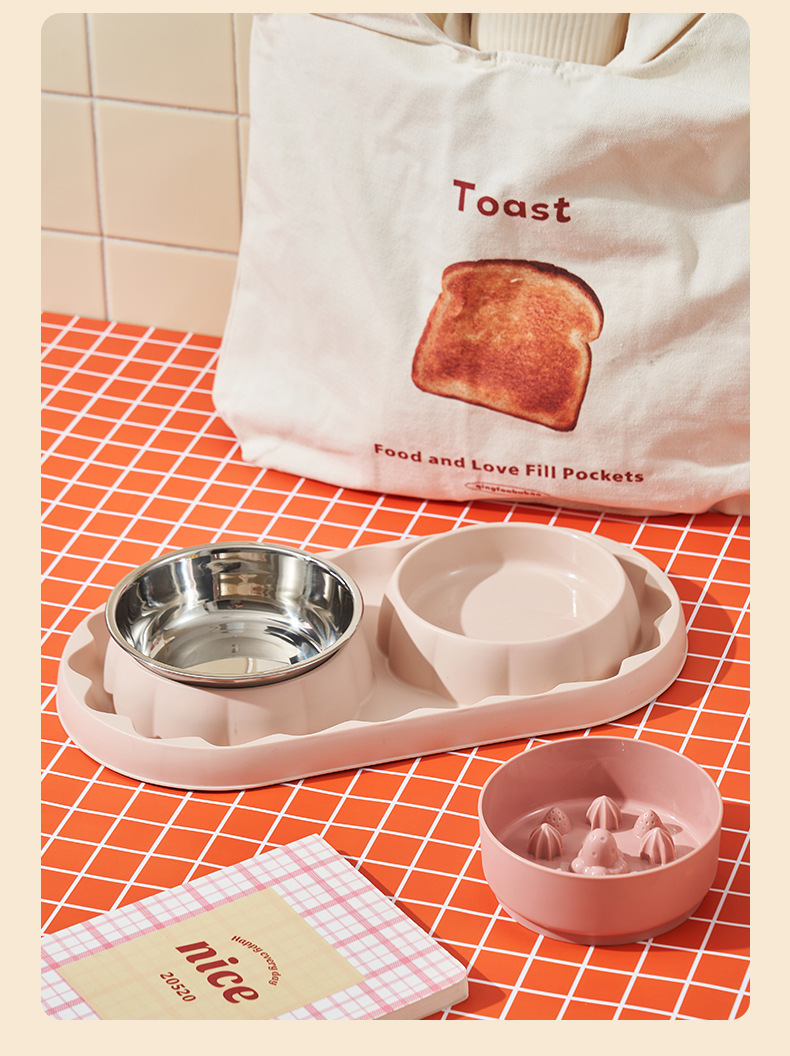 Rongka Pet Cross-border Cat Stainless Steel Double Bowl Dog anti-choking Slow Food Bowl Anti-Tipping Cat Bowl Large Capacity Anti-leakage Dog Bowl Pet Bowl pic 12