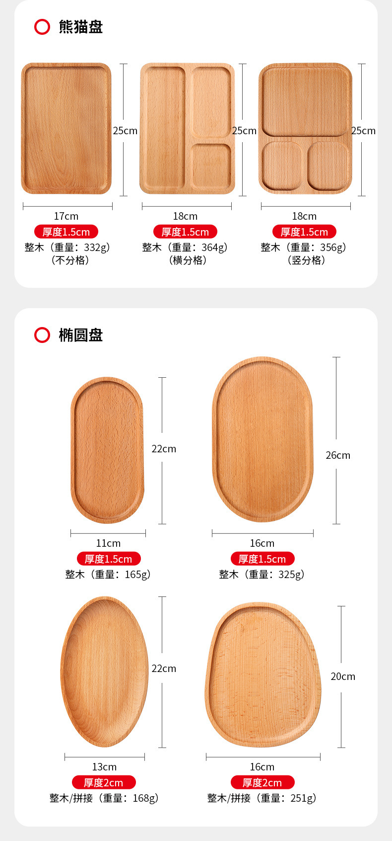 榉木托盘实木圆托盘正方形木质托盘家用高级感餐盘果盘零食盘现货详情8