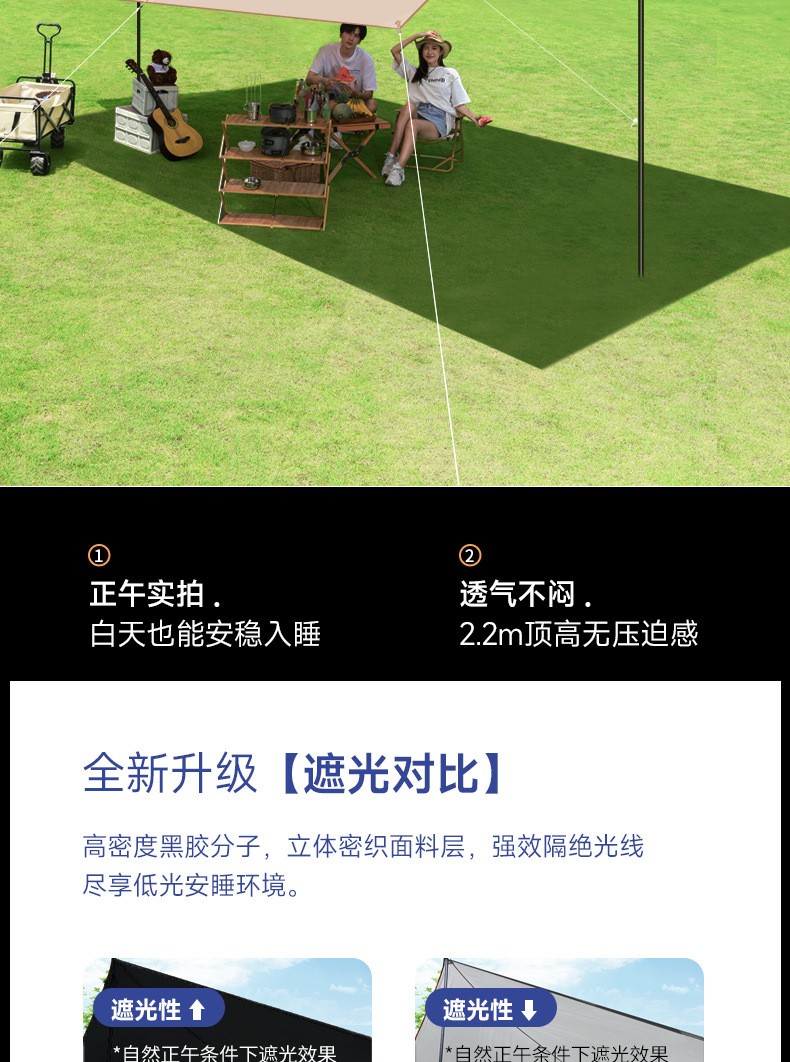 新款钛冷黑胶天幕加厚户外露营帐篷遮阳棚防水防雨凉棚防风遮阳布详情5
