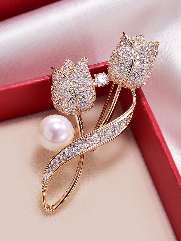 双头郁金香胸针女花朵胸花秋冬大衣外套别针西装配饰2022年新款潮详情4