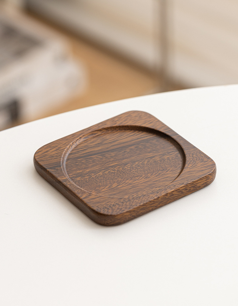 Black walnut coasters, creative ebony Japanese tea ceremony accessories, tea cup holders, heat insulation pads, walnut wood coffee coasters pic 14