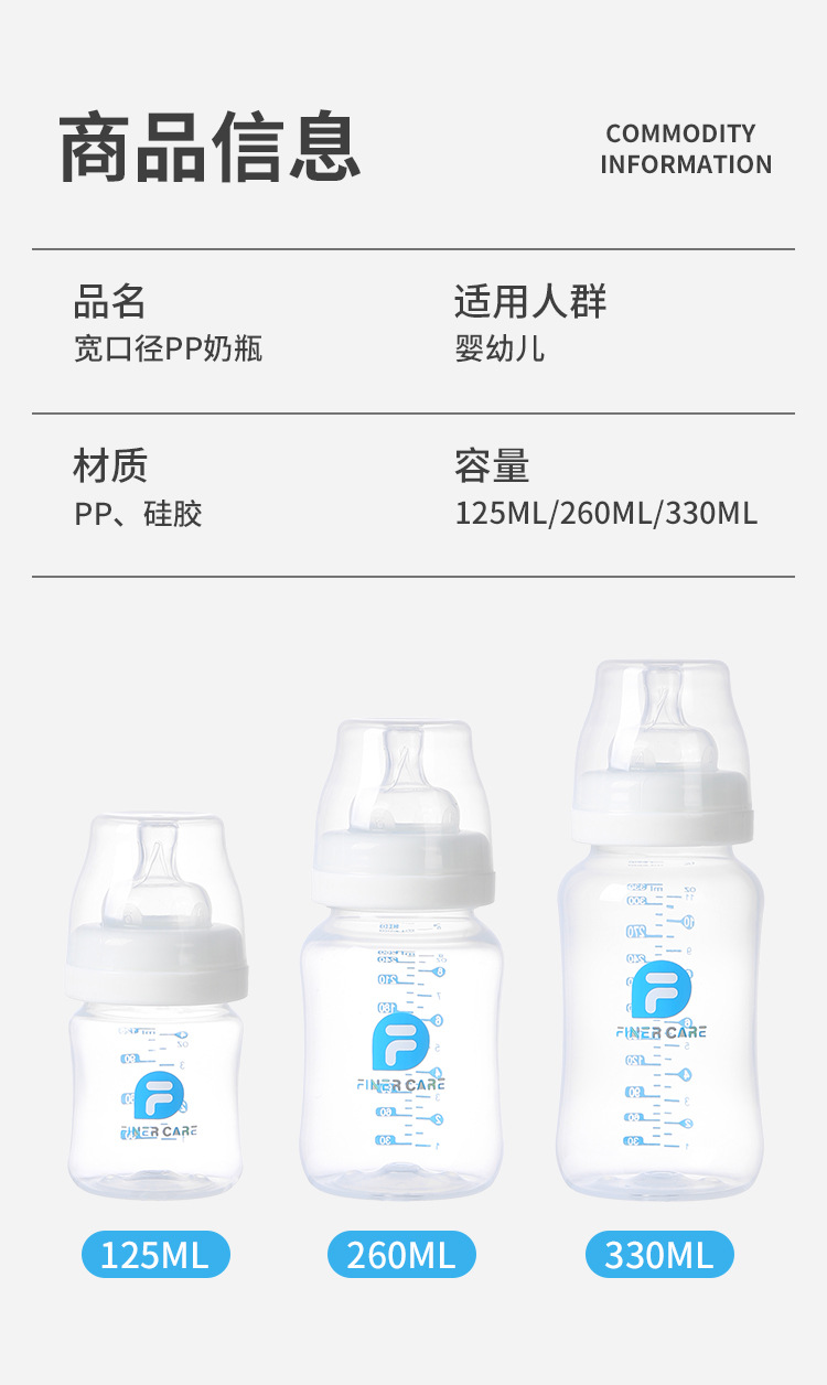 宽口径婴儿奶瓶新生儿宝宝仿母乳防胀气奶瓶防摔pp奶瓶详情17