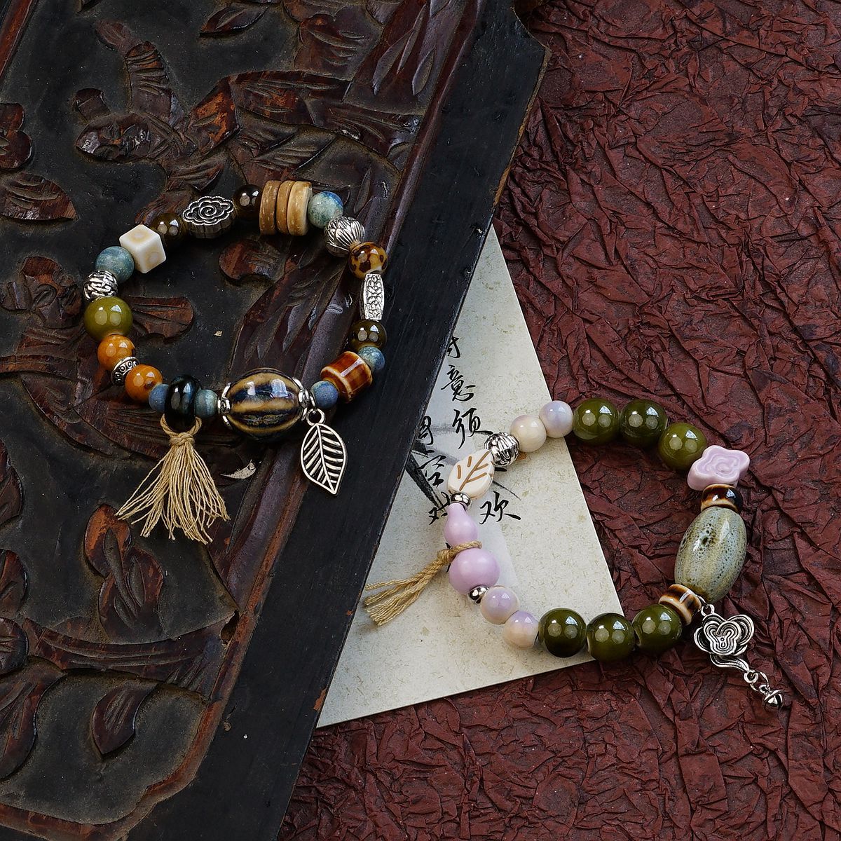 Jingdezhen ceramic bracelet, new Chinese-style bracelet, beaded handcrafted, versatile, ethnic style, fashionable daily, niche wholesale pic 1