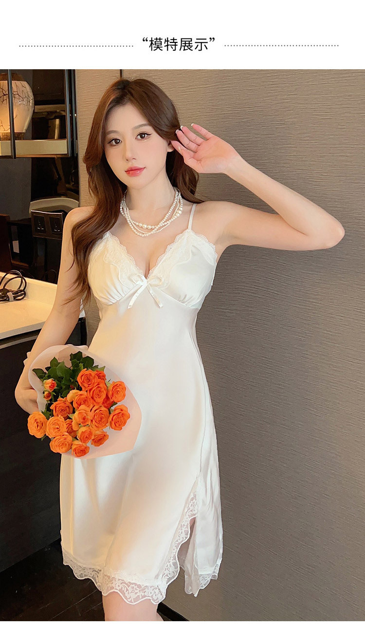 2023新款性感睡裙女士夏季吊带冰雪丝睡衣ins印花纯欲睡衣带胸垫详情6