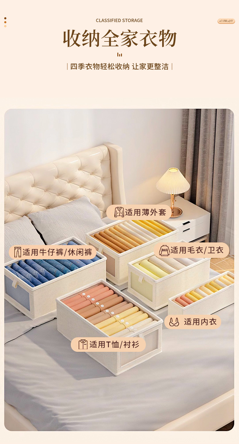 可视棉麻衣服收纳盒布艺可折叠收纳箱家用衣柜衣物收纳整理盒批发详情9