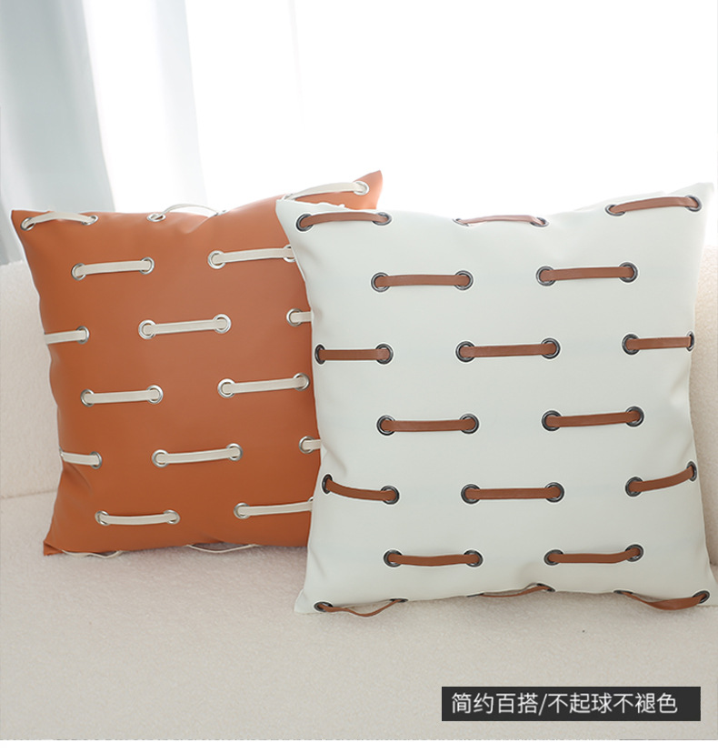北欧简约美式皮革编绳靠枕跨境家居客厅沙发抱枕套沙发靠垫靠枕套详情3
