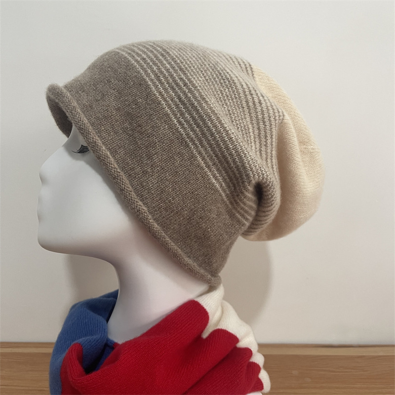 100%美丽诺极细羊毛秋冬保暖针织帽 时尚卷边休闲成人帽子 堆堆帽包头毛线帽保暖款详情14