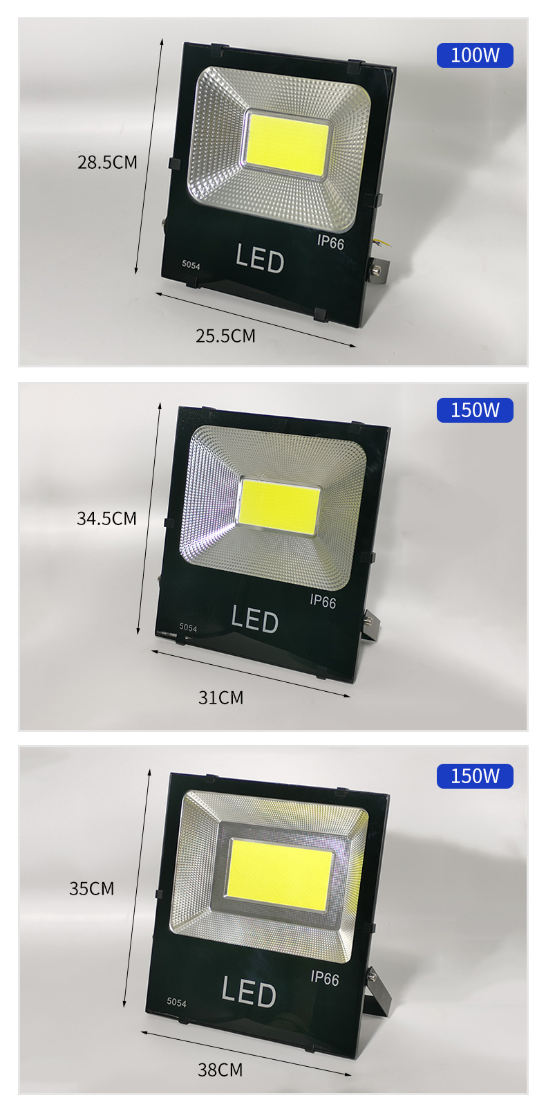 外贸LED黑金刚投光灯户外大功率广告工地厂房车间照明5054泛光灯详情15
