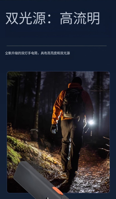 Multifunctional portable mini high-intensity dual light source work light TYPE-C Outdoor magnetic long-range radiation work coat and hat clip light pic 4