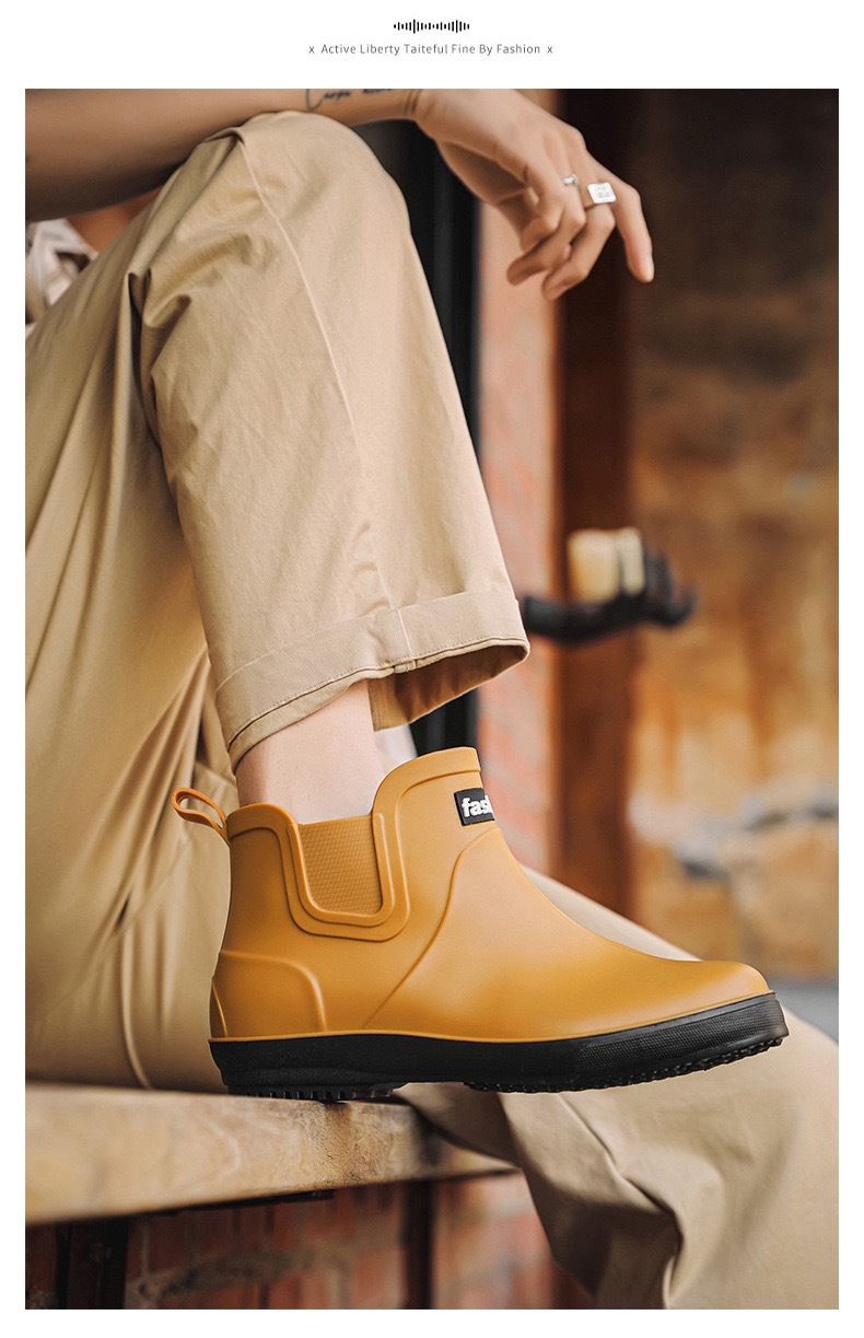 跨境雨鞋男士时尚雨靴防滑低筒新款切尔西成人户外钓鱼防水靴外贸详情23