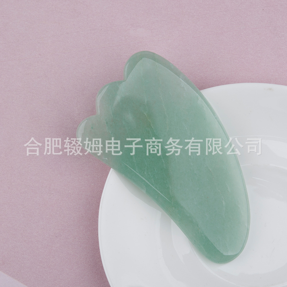 厂家天然粉晶东陵玉石羊角刮痧片脸部按摩淋巴排美容化妆拨筋片详情7