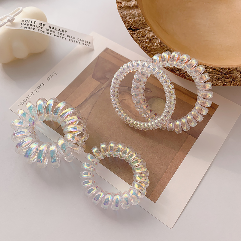 新款少女系甜美电话线发圈简约扎头发绳无痕不伤发头绳头饰详情1