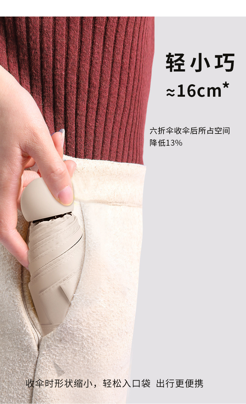折叠五折伞小巧雨伞批发伞晴雨两用胶囊伞防晒遮阳伞口袋女高级感详情23