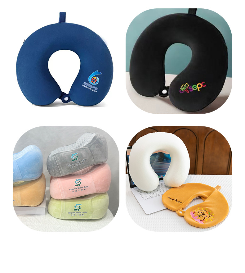 Factory-customized U-shaped pillow, embroidered advertisement, printed logo, memory foam neck protection pillow, gift promotion, U-shaped pillow customization pic 6